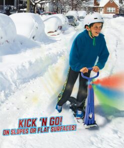 Alternative view of Geospace Original Winter Fun Ski Skooter: Fold-up Snowboard Kick-Scooter Sled for Use on Snow, Assorted Colors (Red, Green or Blue Single LED Light
