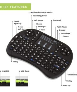 (Upgraded)Rii 2.4GHz Mini Wireless Keyboard with Touchpad,QWERTY,LED Backlit,Portable Keyboard for laptop/PC/Tablets/Windows/Mac/TV/Xbox/PS3/Raspberry Pi .(i8+ Black) 28 81mJauA6oLL