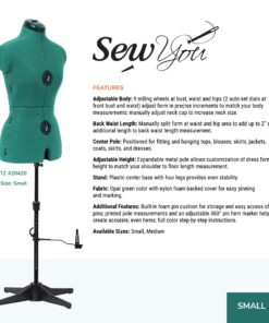 Alternative view of Dritz Sew You Adjustable Dress Form, Small, Opal Green
