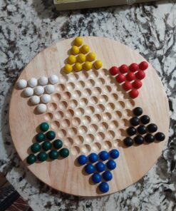 Brybelly Chinese Checkers Game Set with 11.5 in Natural Wood Checkers Board | 60 Wood Marbles in 6 Bright Colors for Adults, Boys and Girls Game Playing 14 81mLcUpsw8L