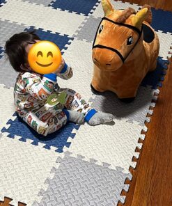 iPlay, iLearn Bouncy Pals Brown Hopping Horse, Toddler Plush Animal Hopper Toy, Kids Inflatable Ride on Bouncer W/Pump, Indoor Outdoor Jumper, Birthday Gifts for 18 24 Months 2 3 Year Old Boys Girls Brown Hopper Horse 49 81mOYgOXaL