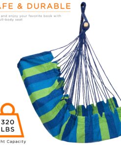 Sorbus Stylish Swing Chair - Fine Cotton Weave for Super Comfort & Durability - Hanging Hammock Chair w/2 Seat Cushions- Portable Outdoor Hanging Chair w/Hardware Kit - Indoor Outdoor Use - Max 265lbs Blue 27 81mObT9NOLL 1