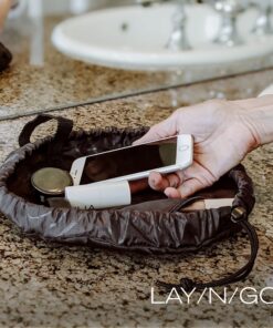 Lay-n-Go Cosmo Small Drawstring Cosmetic & Makeup Bag Organizer, Toiletry Bag for Travel, Gifts, and Daily Use, 16 inch, Black 13 81mOjat5N S