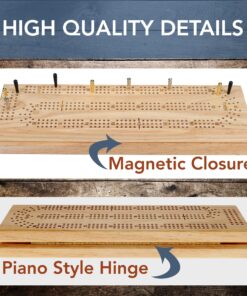 WE Games Wooden Cribbage Board Game Set, Continuous 3 Track for 2-3 Players, Travel Cribbage Board with Card Storage, Includes 9 Metal Pegs & Deck of Cards, Card Games, Classic Board Games for Adults Natural 17 81mPzi9tXL