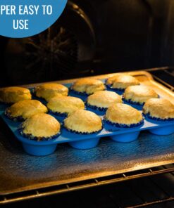 Silicone Muffin Pan & Mini Cupcake Baking Set (12 & 24 Cup) - Non Stick Mini Muffin Tin - BPA Free & Dishwasher Safe Silicon Bakeware Pans/Tins - Rubber Trays & Molds - Free Recipe eBook & Muffin Cups 12 & 24 Cup Set 24 81mQpUd0TXL