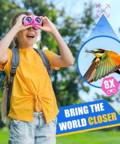 LET'S GO! Binocular for Kids, Compact High Resolution Shockproof Binoculars Light pink 9 81mSSiWDpoL