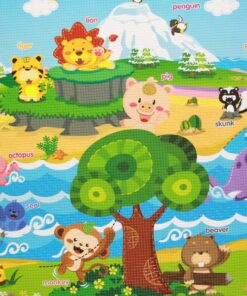 Baby Care Play Mat (Large, Playful - Pinko & Friend) 82'' x 55'' Original One-Piece Reversible Rollable Waterproof Play Mat for Infants, Babies, Toddler, and Kids Large 33 81mSdVcrVOL