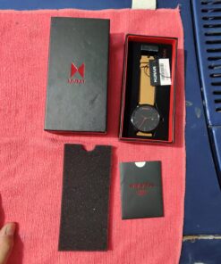 MVMT Classic Men's 45 MM Analog Black Tan Watch with Leather Strap 39 81mTJ4h4sSL