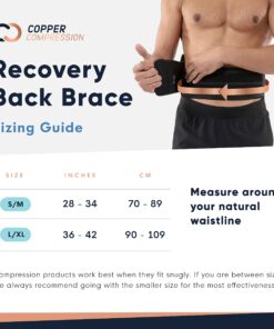 Copper Compression Lower Back Lumbar Support Brace, 1 Guaranteed Highest Copper Content, Great for All Activities! Infused Fit Wrap/Belt, Wear Anywhere! (Waist 28" - 38") Small/Medium (Pack of 1) 14 81mUgsyMNWL