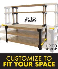 2x4basics 90164MI Custom Work Bench and Shelving Storage System, Black Work Bench with Shelf 54 81mUs42YTyL