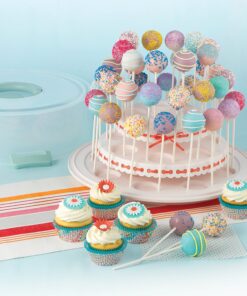 Sweet Creations 3 Tier, Collapsible Cupcake and Cakepop Display Carrier with Handel, White 32 81mYbetQNcL