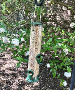 12 Inches Tube Bird Feeders for Outdoors Hanging, 4 Feeding Ports, Hard Plastic Bird Feeder Outdoor Weatherproof and 4 Inch Steel Hanger, Wild Bird Feeders, Finch Feeder, Bird Feeders Outside Hanging 1 4 Ports 52 81mZ pfx 8L