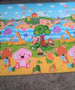 Baby Care Play Mat (Large, Playful - Pinko & Friend) 82'' x 55'' Original One-Piece Reversible Rollable Waterproof Play Mat for Infants, Babies, Toddler, and Kids Large 52 81mcK5ceUWL