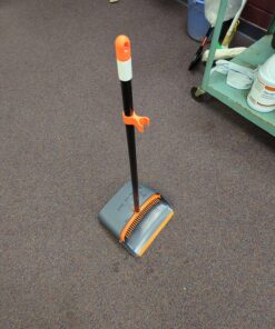 TreeLen Broom and Dustpan Set with 52" Long Handle for Home Kitchen Room Office Lobby Floor Use Upright Stand Up Stand Up Broom with Dustpan Combo A Orange Broom and Dustpan 35 81meavqf32L