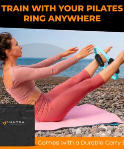 Pilates Ring Circle, Fitness Ring Magic Circle Pilates Ring 13 Inch, Inner Thigh Exercise Equipment for Women, Thigh Master Pilates Equipment for Home Workout, Pelvic Floor Muscle Trainer Power Kit Turquoise (For Heights 5'0" - 5'9") 21 81mint1WmOL