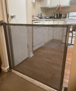 Perma Child Safety Indoor/Outdoor Retractable Baby Gate 33" Tall, Extends to 71" Wide, Gray Gray V1 33" Tall x 71" Wide 41 81mkBg1TA L