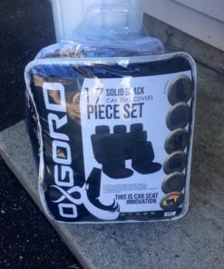 OxGord Car Seat Cover - Poly Cloth Solid Black with Front Low Bucket and 50-50 or 60-40 Rear Split Bench - Universal Fit for Cars, Truck, SUV, Van 47 81ml2bHJzlL