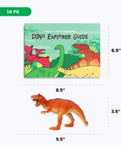 Boley 14 Pk Dinosaur Toys for Kids with Educational Pamphlet - 9" Long Dinosaur Toy Figures for Boys & Girls Ages 3+ 14 Pack + Dino Pamphlet 63 81mlim5TnoL 1