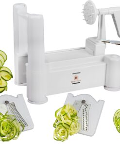 Brieftons 5-Blade Spiralizer: Vegetable Spiral Slicer, Best Veggie Pasta Spaghetti Maker, With 3 Exclusive Recipe eBooks, 100% Lifetime Replacement Warranty White 33 81mmexpsjVL
