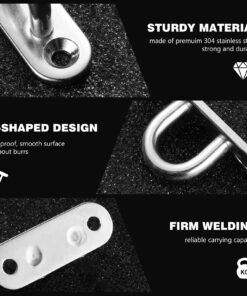 BESTOMZ 4 Pcs Stainless Steel Oblong Pad Eye Plate Staple Ring Hook Loop U-shaped Design Screws Mount Hook Hanger 13 81mn6eOGU1L