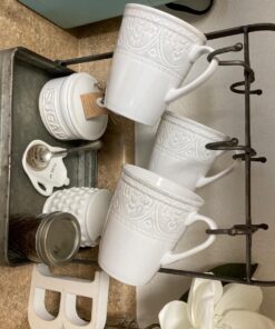 Benzara BM177866 Rustic Galvanized Metal Crockery Holder with Cup Hooks, Gray 31 81moQS4BoML