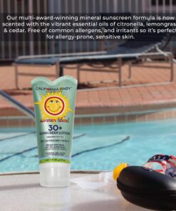 California Baby Summer Blend Broad Spectrum SPF 30+ Sunscreen Lotion - for Babies, Kids & Adults, Free of Added Fragrances, Common Allergens, and Irritants, Fragrance Free, Water Resistant, 2.9oz 15 81mouektcxL