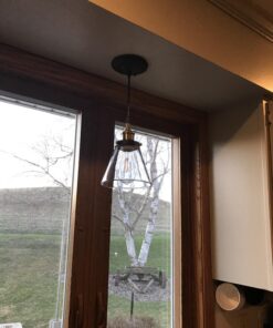 Globe Jackson 1-Light Pendant, Antique Brass, Bronze Accent, Glass Shade,64750 61 81moxXY xxL