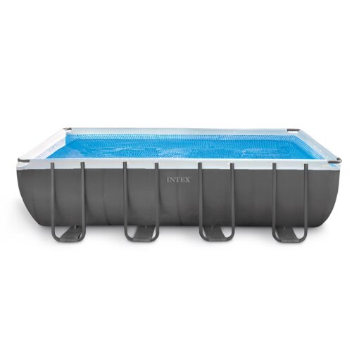 Intex 18ft X 9ft X 52in Ultra Frame Rectangular Pool Set with Sand Filter Pump, Ladder, Ground Cloth & Pool Cover 18 ft x 9 ft x 52 in