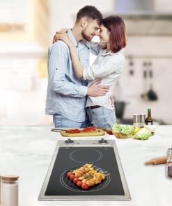 Summit CR2B120 12-inch Wide 115V 2-Burner Radiant Electric Cooktop, Jet Black Glass Easy to Clean, Two Burner Total 2400W, Push-to-Turn Knob Control, Indicator Light, Hot Warning, Easy Plug-In 12 81mryWZmLOL