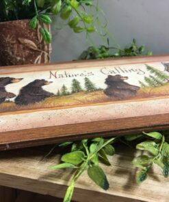Natures Calling Country Bathroom Sign Outhouse Lodge Bath Decor Moon Stars Bears size 7x13 11 81mse22VDkL