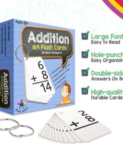 Star Right Education Addition Flash Cards, 0-12 (All Facts, 169 Cards) with 2 Rings - Addition Flashcards 169 Addition Flash Cards 14 81msvI2dMGL