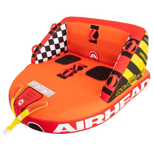 Airhead Big Mable Towable 1-2 Rider Tube for Boating and Water Sports, Heavy Duty Full Nylon Cover with Zipper, EVA Foam Pads, Patented Speed Safety Valve for Inflating & Deflating, Dual Tow Points