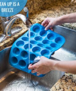 Silicone Muffin Pan & Mini Cupcake Baking Set (12 & 24 Cup) - Non Stick Mini Muffin Tin - BPA Free & Dishwasher Safe Silicon Bakeware Pans/Tins - Rubber Trays & Molds - Free Recipe eBook & Muffin Cups 12 & 24 Cup Set 26 81mxzx3BxeL