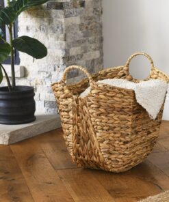 Household Essentials ML-4002 Tall Water Hyacinth Wicker Basket with Handles | Natural, Brown, Natural 31 81mz85blSEL