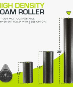 Alternative view of ProsourceFit High Density Foam Rollers 12 - inches long, Firm Full Body Athletic Massage Tool for Back Stretching, Yoga, Pilates, Post Workout Muscle Recuperation, Black 36"H x 6"D