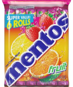 Mentos Candy, Mint Chewy Candy Roll, Fruit, Non Melting, 1.32 Oz , 6 count(Pack of 1) Orange 6 count(Pack of 1) 19 81n fLc5BML