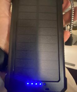 Power-Bank-Portable-Solar-Charger-30000mAh Battery Pack with Emergency LED Flashlight & 2x2.1A USB-A Output Ports Compatible with iPhone 14/13 Series, Samsung, and More, Perfect for Hiking, Camping Blue&Black 31 81n hzhR7RL