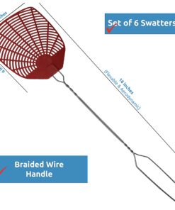 Bug & Fly Swatter – Braided Metal Handle 6 Pack Fly Swatters – Indoor/Outdoor – flyswatter 18 inch - Set of 6 16 81n0brJAnSL