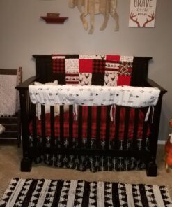 Black and White Woodland Arrow Baby Boy Pleated Crib Bed Skirt Dust Ruffle for Rustic Patch Collection by Sweet Jojo Designs 3 81n0yLd8YrL