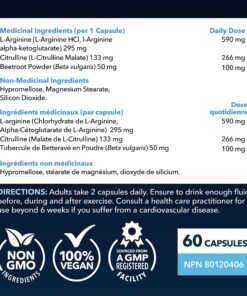 Extra Strength L Arginine - 1200mg Nitric Oxide Supplement for Muscle Growth, Vascularity & Energy - Powerful NO Booster with L-Citrulline & Essential Amino Acids to Train Longer & Harder 60 Count (Pack of 1) 22 81n6rtOCv9L