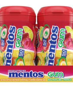 Alternative view of Mentos Sugar-Free Chewing Gum, Tropical, Red Fruit and Lime, 50 Piece Bottle (Pack of 4 Bottles) 50 Count (Pack of 4)