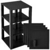 Strictly Briks Classic Stackable Baseplates, Building Bricks for Towers, Shelves, and More, 100% Compatible with All Major Brands, Black, 4 Base Plates & 30 Stackers, 6x6 Inches Black 6x6