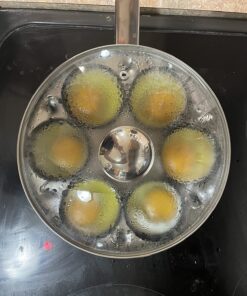 EXCELSTEEL Non Stick Easy Use Rust Resistant Home Kitchen Breakfast Brunch Induction Cooktop Egg Poacher, 6 Cup, Stainless Steel, Round 28 81n7kstq 2L