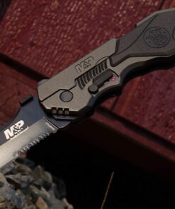 Smith & Wesson SWMP4LS 8.6in S.S. Assisted Folding Knife with 3.6in Serrated Clip Point Blade and Aluminum Handle for Outdoor Tactical Survival and EDC , Black 34 81nAS5ADYL 1