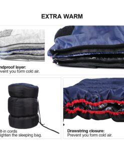 REDCAMP Cotton Flannel Sleeping Bag for Camping Backpacking, Adults Cold Weather Envelope Sleeping Bags with 2/3/4lbs Filling Blue with 2lbs filling 25 81nAk9ELZ3L