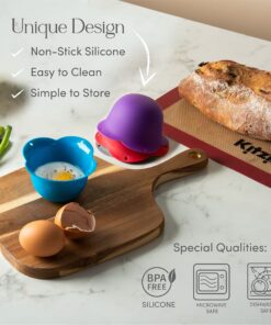Alternative view of Kitzini Poached Egg Cup. Egg Coddler 4 Set. BPA Free. Microwave Egg Poacher. Nonstick Egg Pod Perfect Silicone Egg Poacher. Easy to Use & Clean. No Mess. 4 Silicone Egg Molds. Dishwasher Safe 4 Pack