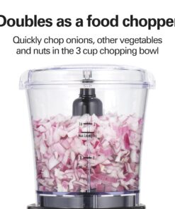 Hamilton Beach Power Elite Blender for Shakes and Smoothies with 3-Cup Vegetable Chopper Mini Food Processor, 40oz Glass Jar, 12 Functions for Puree, Ice Crush, Black and Stainless Steel (58149) 34 81nC254zaVL