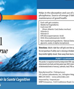 Carlson - Cod Liver Oil, 460 mg Omega-3s + Vitamins A & D3, Wild-Caught Norwegian Arctic Cod-Liver Oil, Sustainably Sourced Nordic Fish Oil Capsules, Lemon, 300 Softgels 12 81nFrh8ZFML