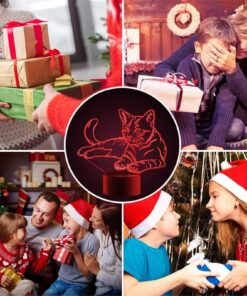 Christmas Gift Pet Cat 3D Illusion Birthday Present Beside Table Lamp, Gawell 16 Colors Changing Touch Switch Decoration Night Lamp with Remote Control Cat Lover Theme Toy 15 81nG0oFIm0L