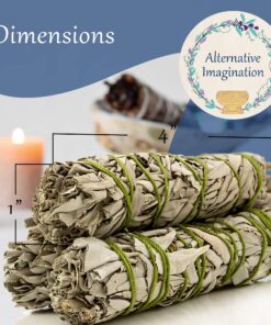 Premium White Sage Smudge Sticks, Sage Bundle, Spiritual Cleansing, Sage Smudge Kit, Slow Burning Sage Sticks, Dried Herbs for Meditation Accessories 3 Pk of 4" Bundles - Alternative Imagination 3 Pack - 4 Inch 27 81nI drZiZL